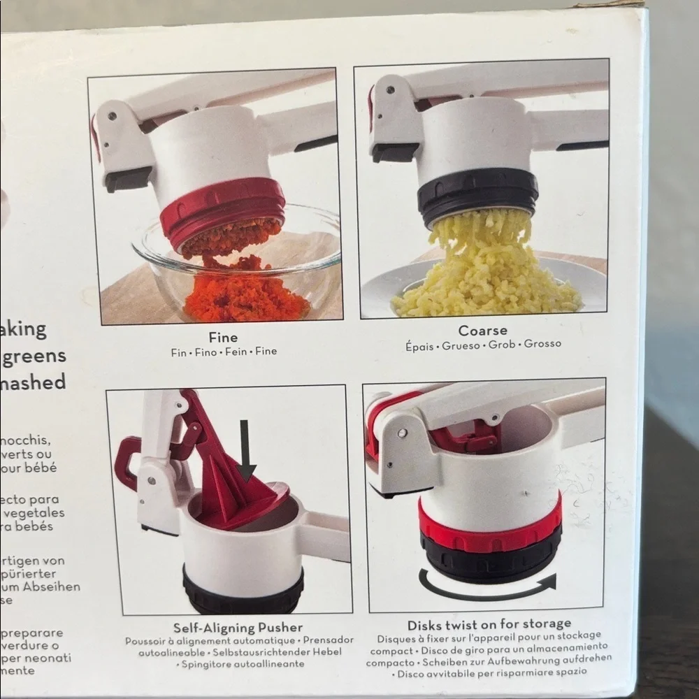 NWT Professional Potato Ricer With Fine and Course Disks